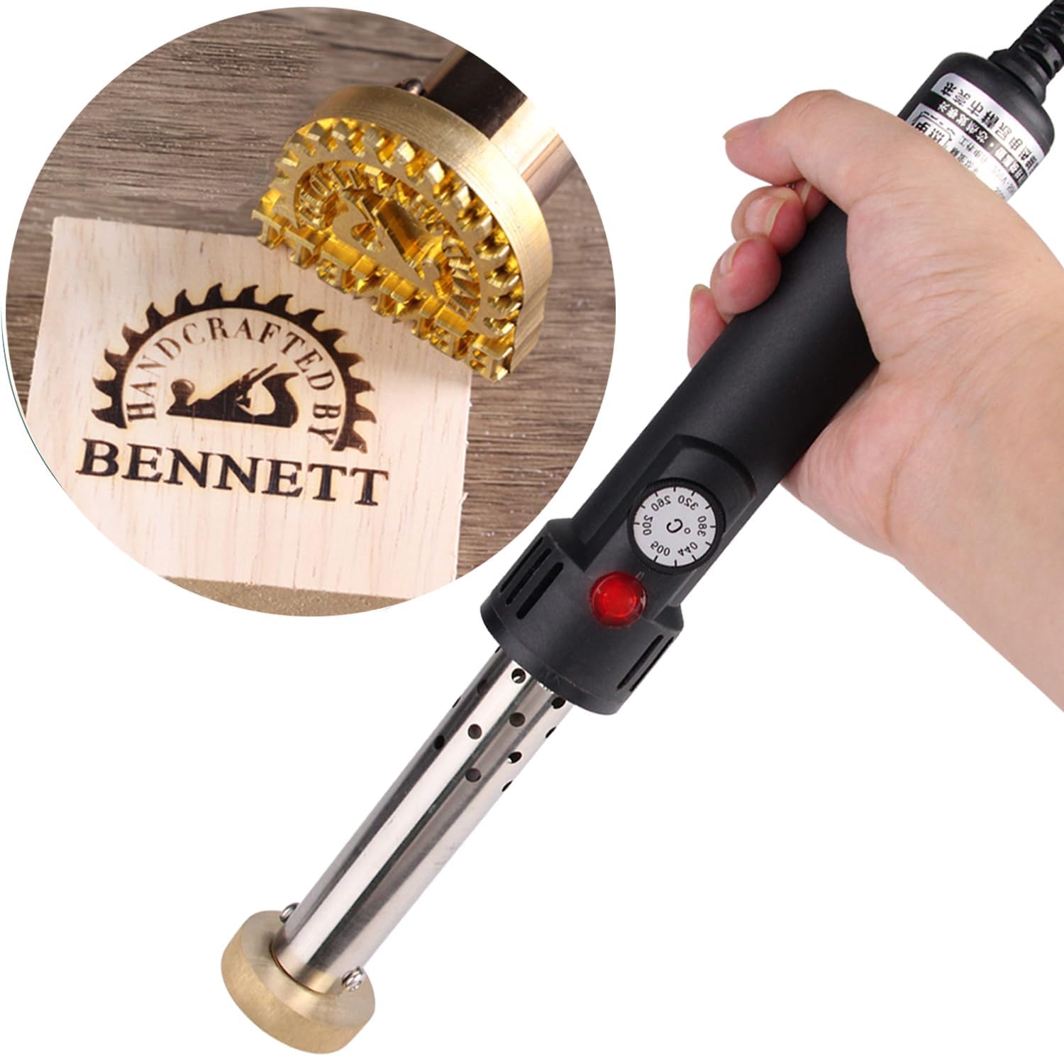 Custom Electric Wood Branding Iron - Professional h Temperature Control for Precision Woodworking, Leather Crafts & More - Durable, Easy-to-Use Design (2X2INCH)
