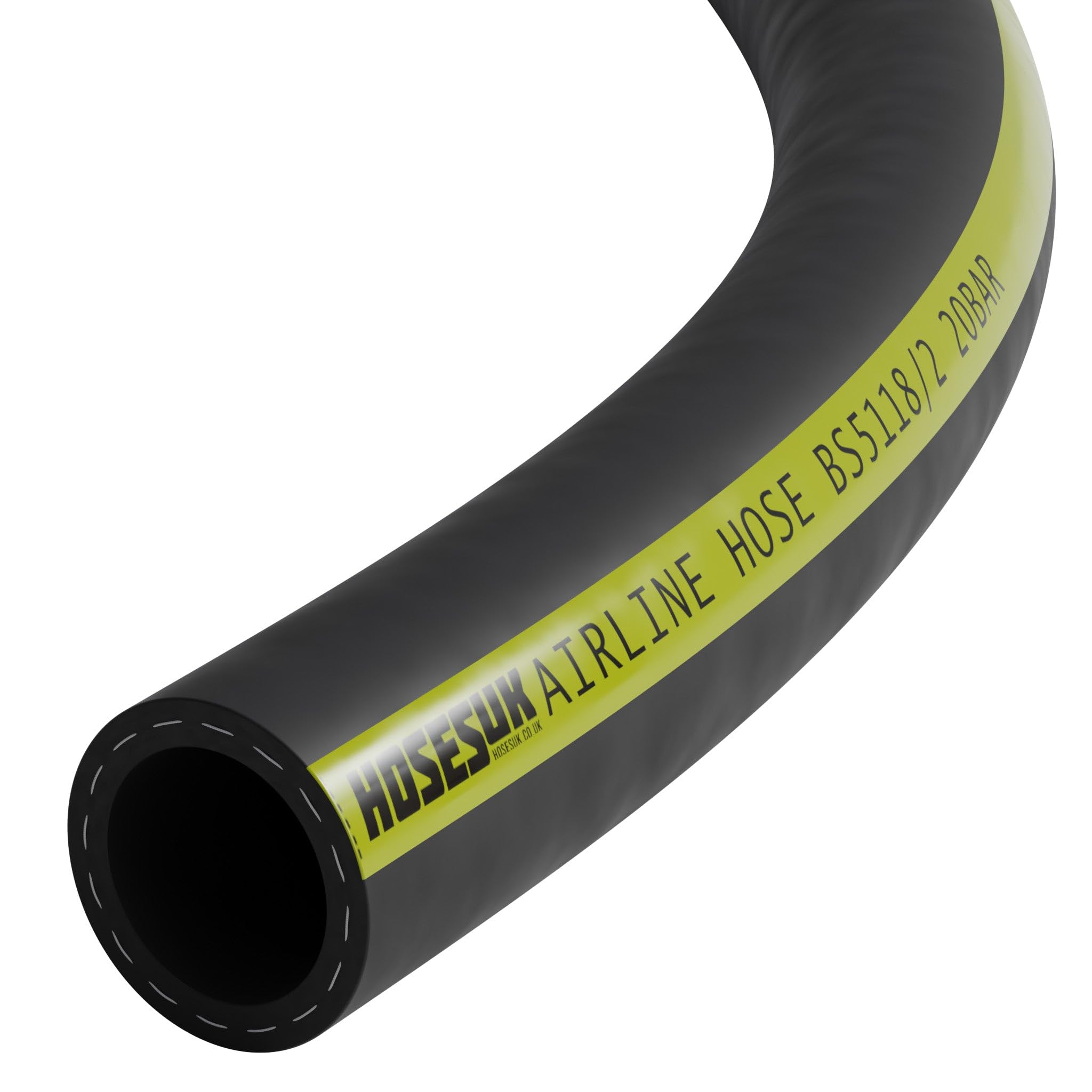 Ap Automotive Black 10Mm / 0.4 Inch Id Rubber Airline Air Compressor Hose High Vis Yellow Stripe 5 Metre