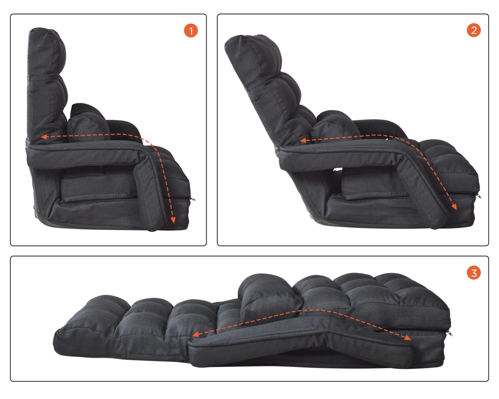 VDD - Chaise de Jeu Lounge - Chaise de Sol - Dossier réglable - se déplie en Chaise Longue