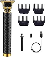soieho Cordless Hair Trimmer for Men - Zero Gapped T-Blade Beard Clippers, USB Rechargeable with 4 Guide Combs, Quiet Grooming Kit, Black