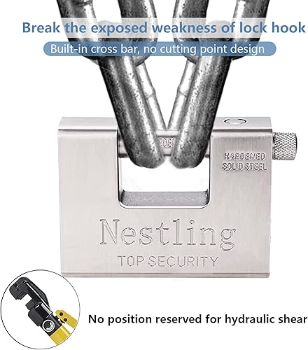 Miniatura 5 de Candado de 3.701 in con llave, 5 llaves de alta seguridad, resistente, 2.4 lbs, latón macizo en forma de D, para exteriores, protege la puerta del