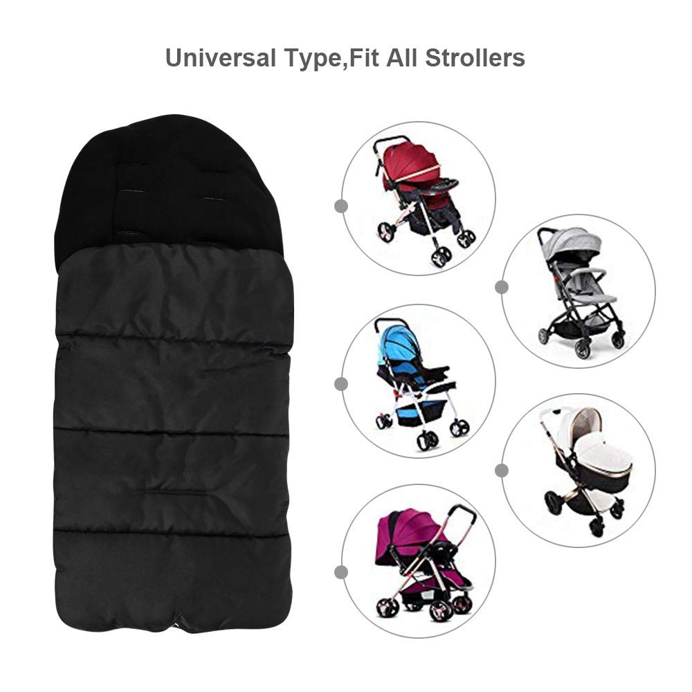 Saco de dormir universal para cochecito de bebé 3 en 1 Anexo Alfombrilla Funda para saco de paseo (Negro)