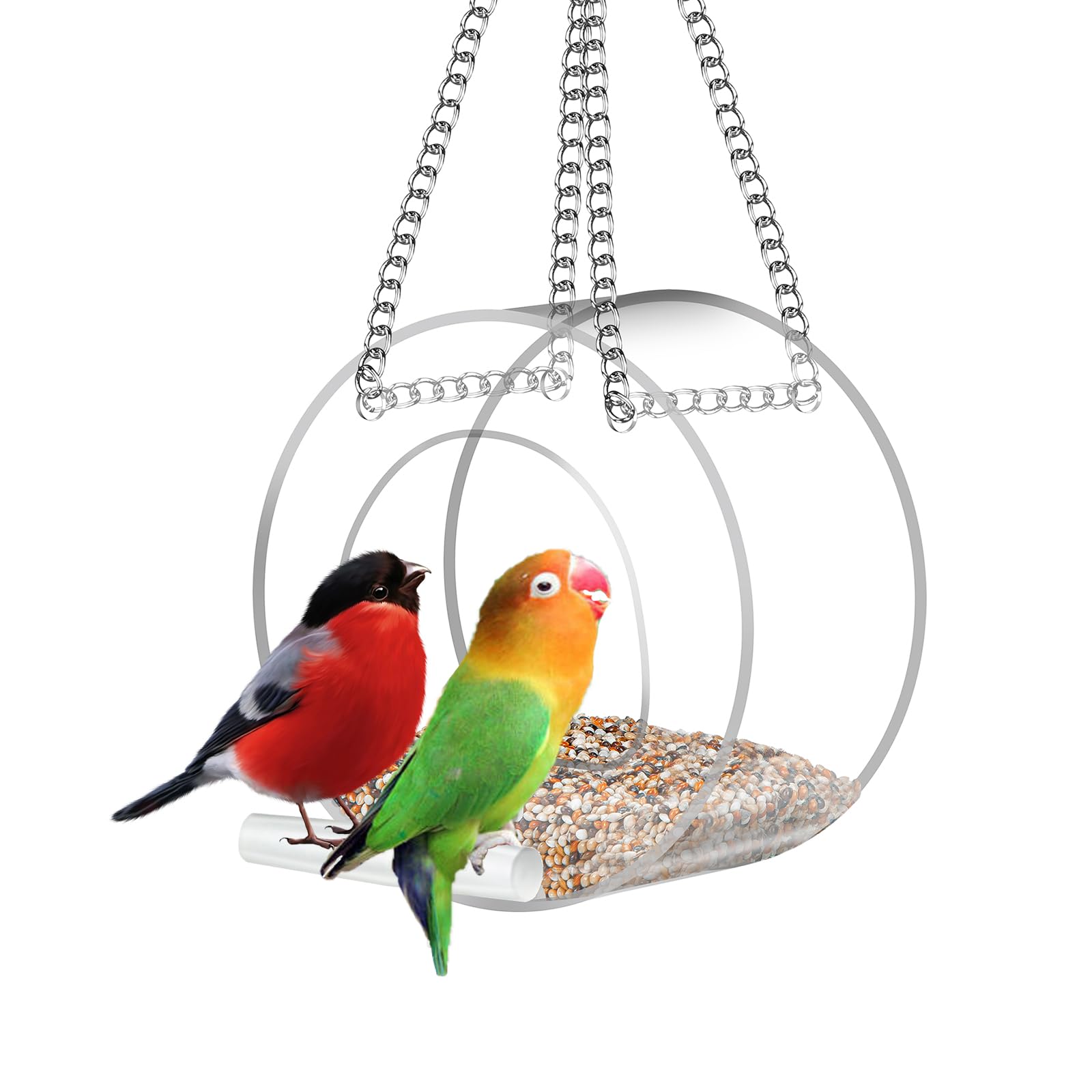 Window Bird Feeder with Self-Adhesive Hooks/Hanging Chain, Clear Window Bird Feeder for Outside, Transparent Bird House, Outdoor Bird Feeders, Wild Bird Watching Gift, Garden Decor（5.5" * 3.3"）