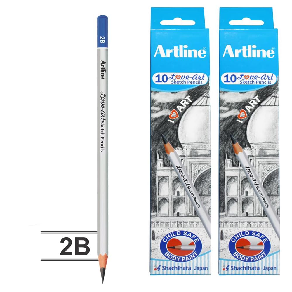 Artline Love Art Sketch Pencils 2B Set Of 10 (Pack of 2) | Ideal For Create Deep, Velvety Black Lines And Intense, Smooth Shading - Image 2 thumbnail