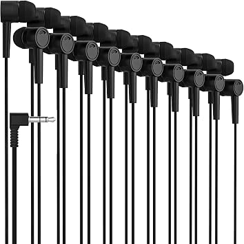 Maeline Bulk Earphones, 1000 Pack Stereo Headphones K-12 College Classroom, Library, Travel, Gym, Museum, 3.5mm Plug, Tangle-Free Wired Earphones, Perfect for Phones, Tablets, Computers, Laptops