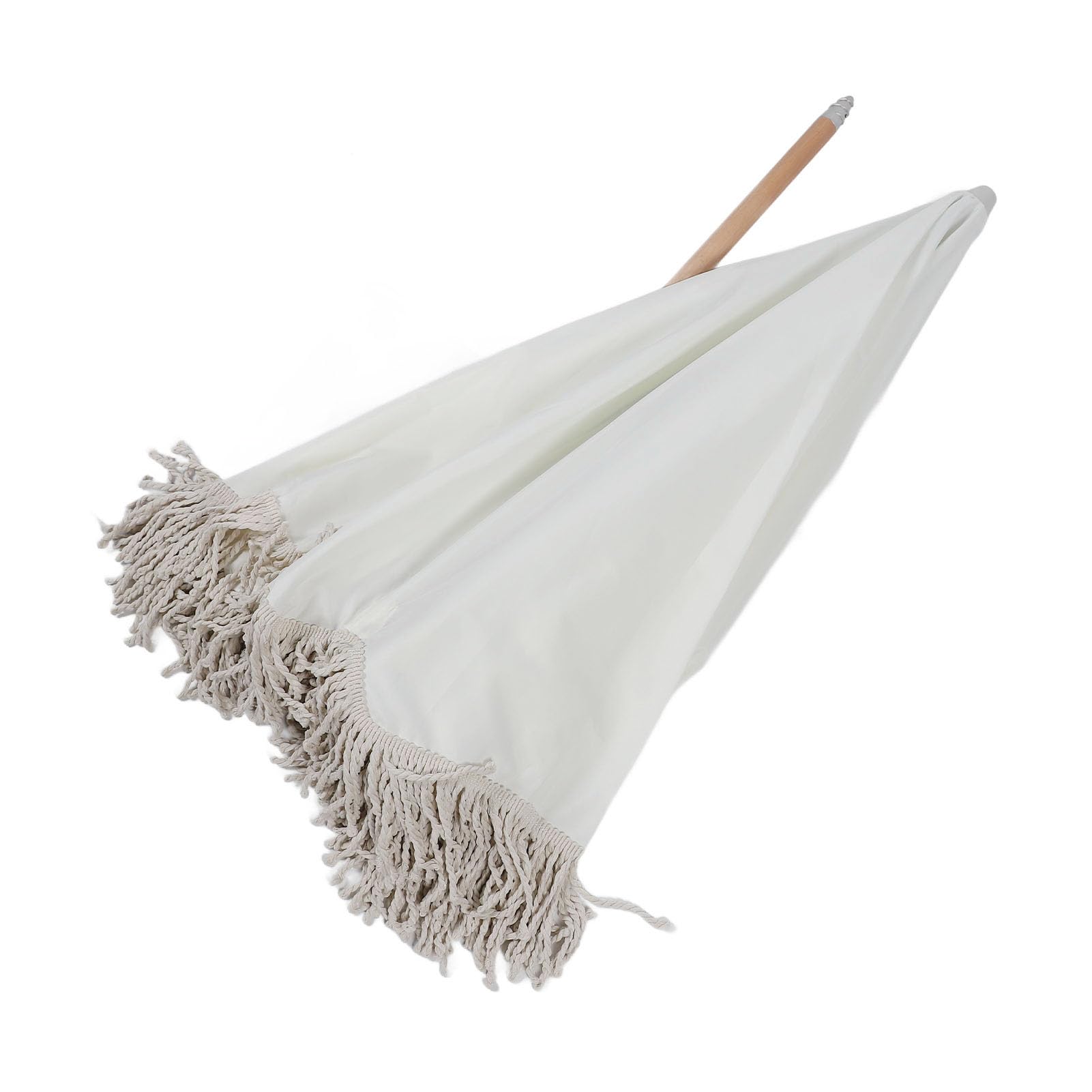 Yinhing Parasol Ogrodowy z Frędzlami 8 żeber z Włókna Szklanego Odporny na Duży Parasol Ogrodowy do Basenu na Tarasie Ogrodowym Beżowy Stylowy i Stabilny Przeciwsłoneczny z łatwym Montażem