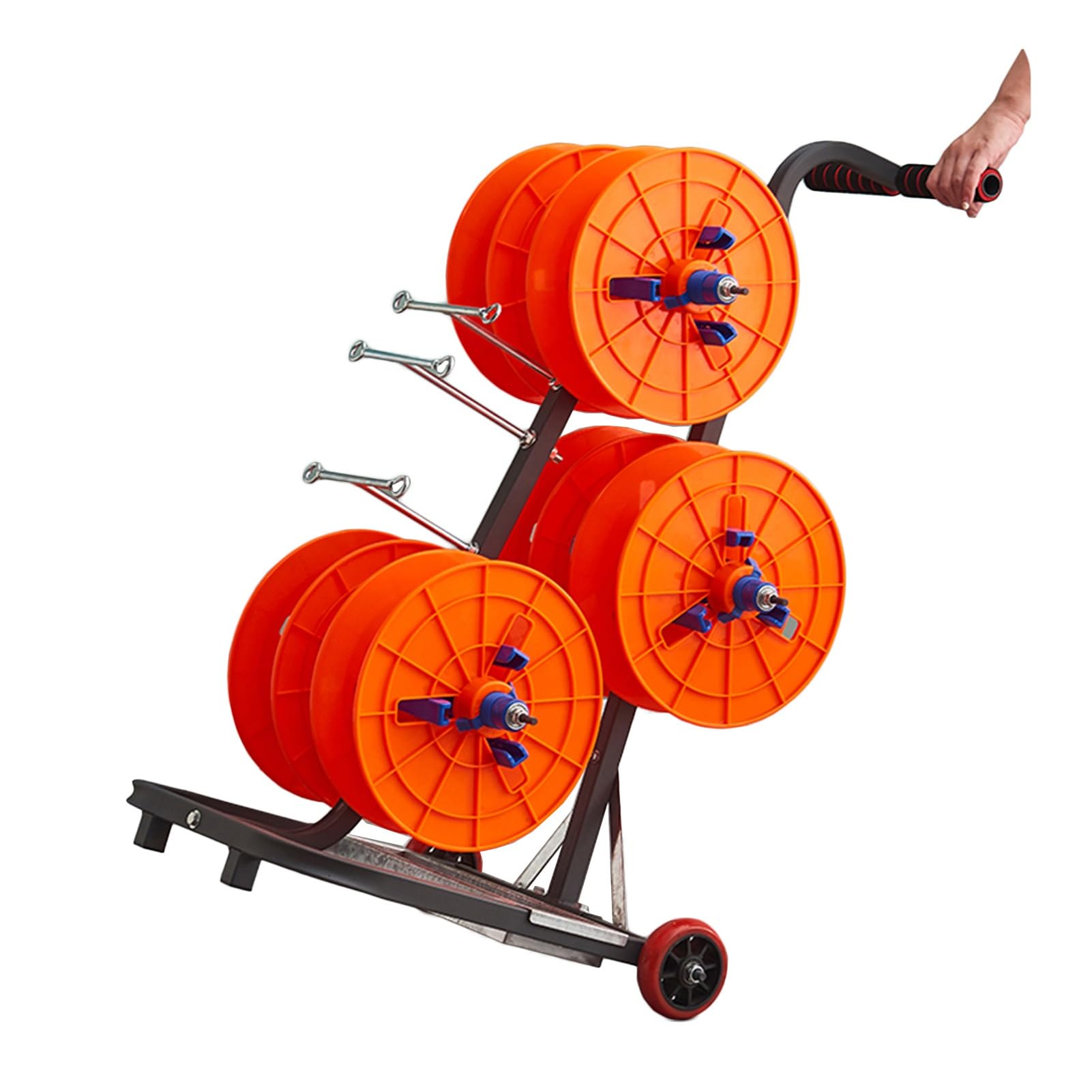 ZFUCMAYL 4/6 Axle Wire Spool Rack,Cable Caddy with Tool Box,Transportable Wire Spool Rack Dispenser,for Winders Ropes Cord Reels Paracord(6 Reel)