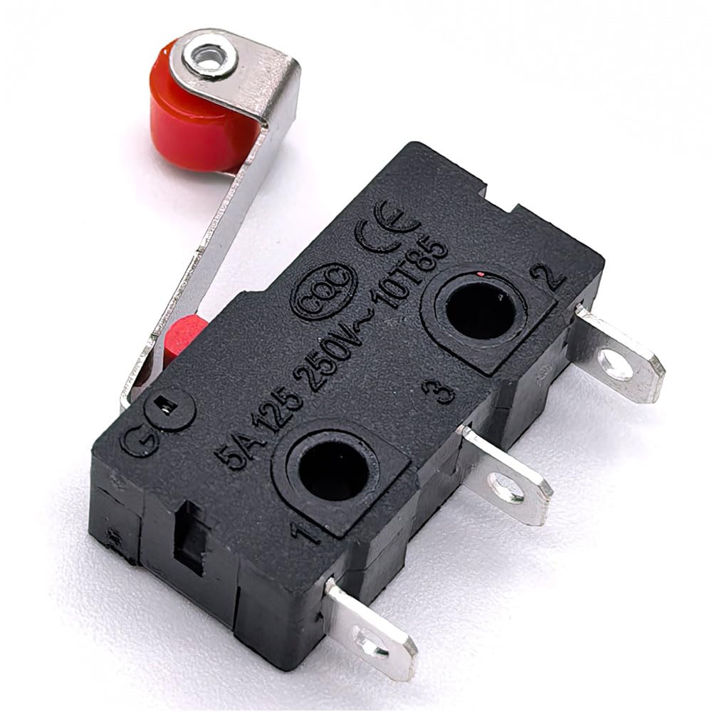 QIYANGBRO 10pcs Micro Limit Switch KW12-N AC 250V 5A SPDT 1NO 1NC Micro Switch Normally Open Close Limit Switches with Roller Lever Arm Black (KW12-N)