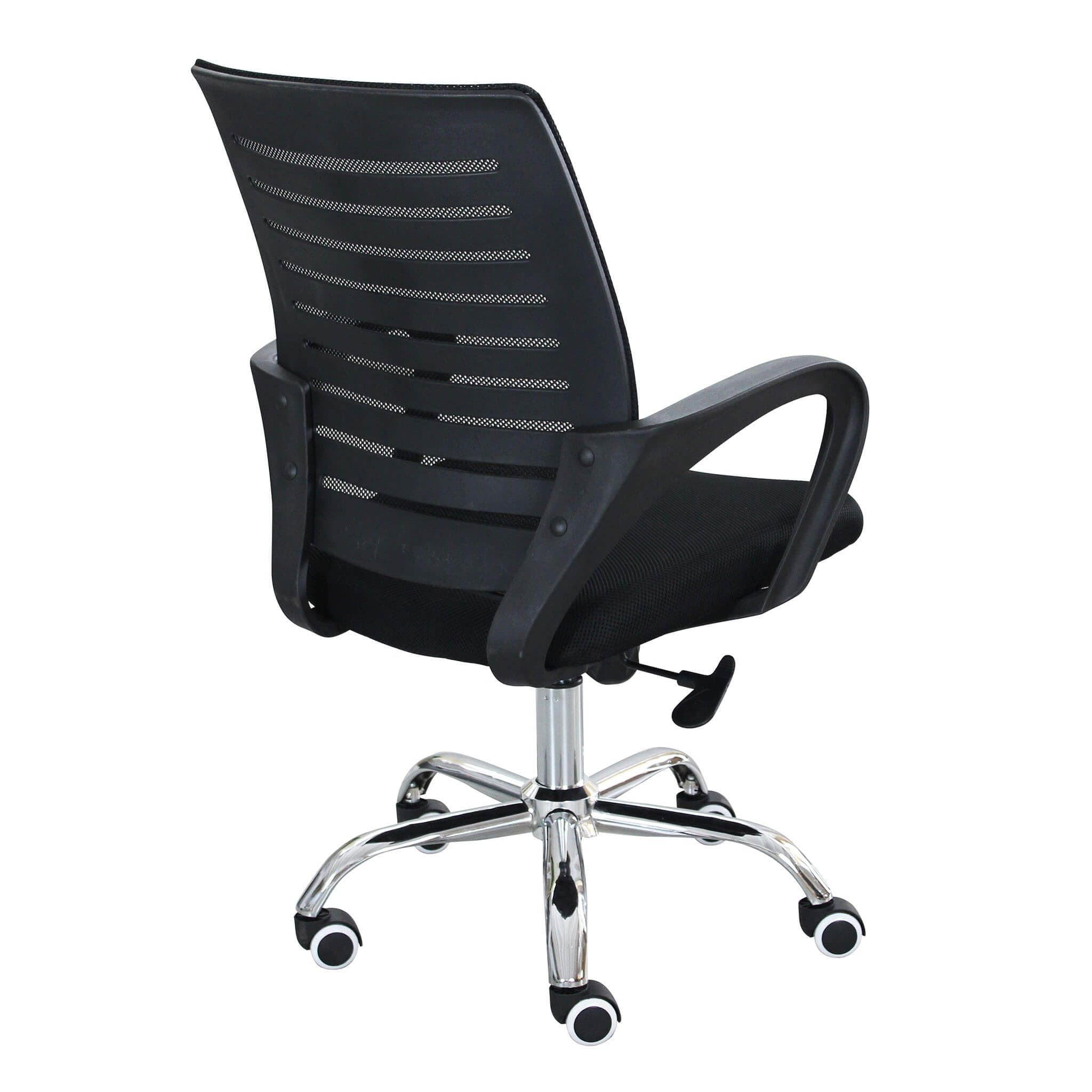 milani home - sedia ufficio ergonomica girevole con poggiatesta e supporto lombare, in poliuretano nero, con braccioli