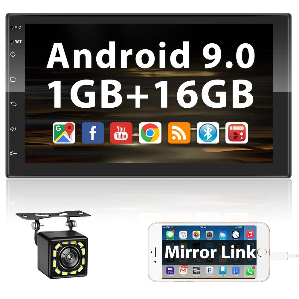 Podofo Double Din Android Car Stereo with GPS Navigation, 2 Din 7" Touch Screen Car Radios Receiver with Bluetooth, Support Mirror Link/ FM/ WiFi/ Backup Camera