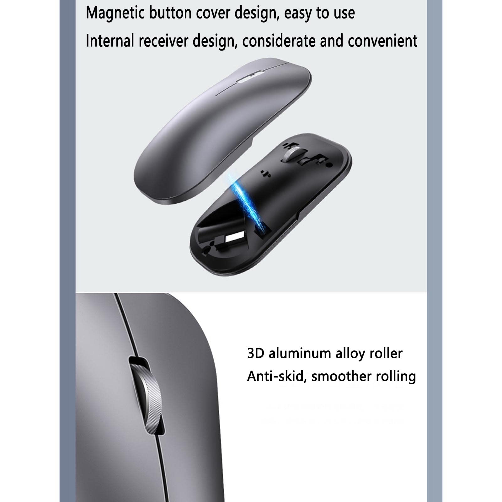 Mysz Mysz bezprzewodowa Mysz komputerowa do laptopa USB do gier Bluetooth Ergonomiczna mysz z możliwością ładowania Urządzenie wskazujące Bezprzewodowa, podwójny tryb Ciche, czterokierunkowe kółko prz