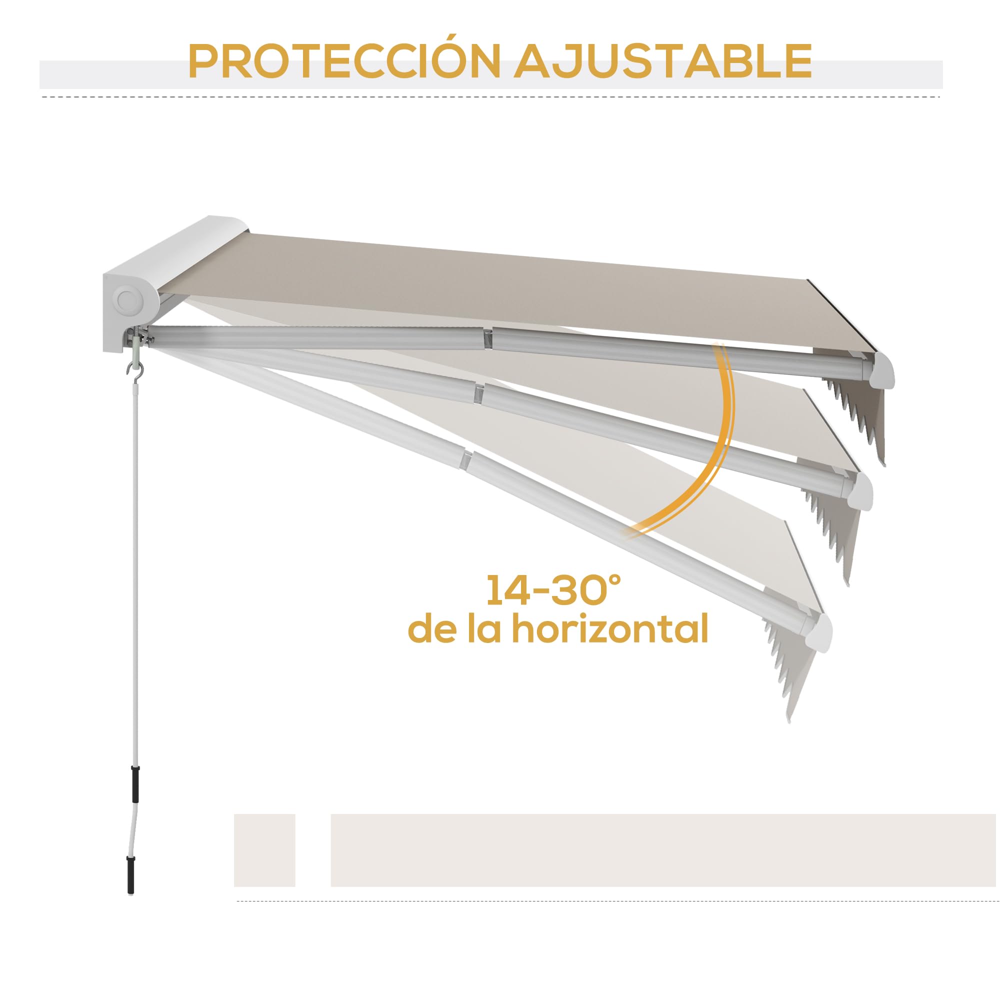 Outsunny Toldo Retráctil Eléctrico o Manual 250x200 cm para Balcón Crema | Toldo Portátil, Mando a Distancia, Manivela Manual, Marco de Aluminio, para Ventana Puerta Terraza Patio, Exterior
