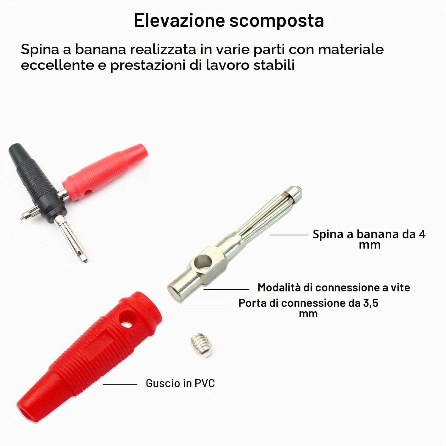 RUNCCI-YUN 10 pz Spina a Banana 4 mm, Connettore per Cavo Audio Altoparlante Nero Rosso