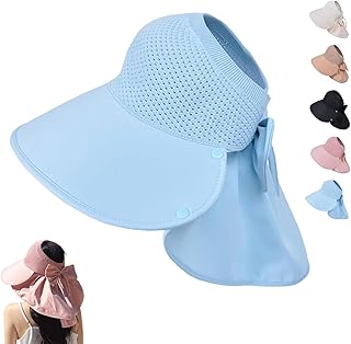 Sombrero Protector Solar Hueco con Chal extraíble, Visera Ancha de Moda, Sombreros for el Sol con protección UV for Playa y Senderismo.