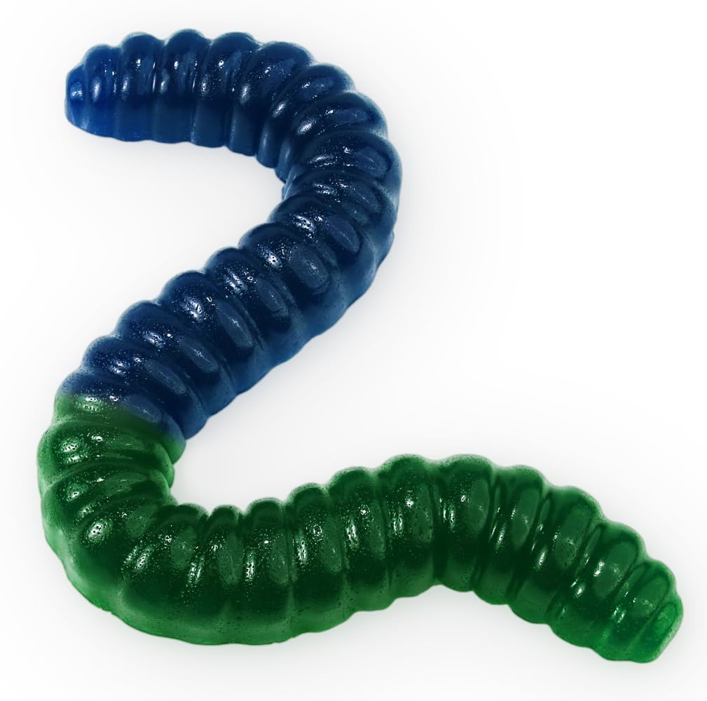Giant Gummy Worm - Large 2 Pound Gummy Candy with Big Fruity Flavor from GGB Candies (Sour Apple/Blue Raspberry)