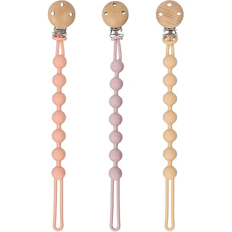 3-Pack Silicone Pacifier Holder Clips for Girls