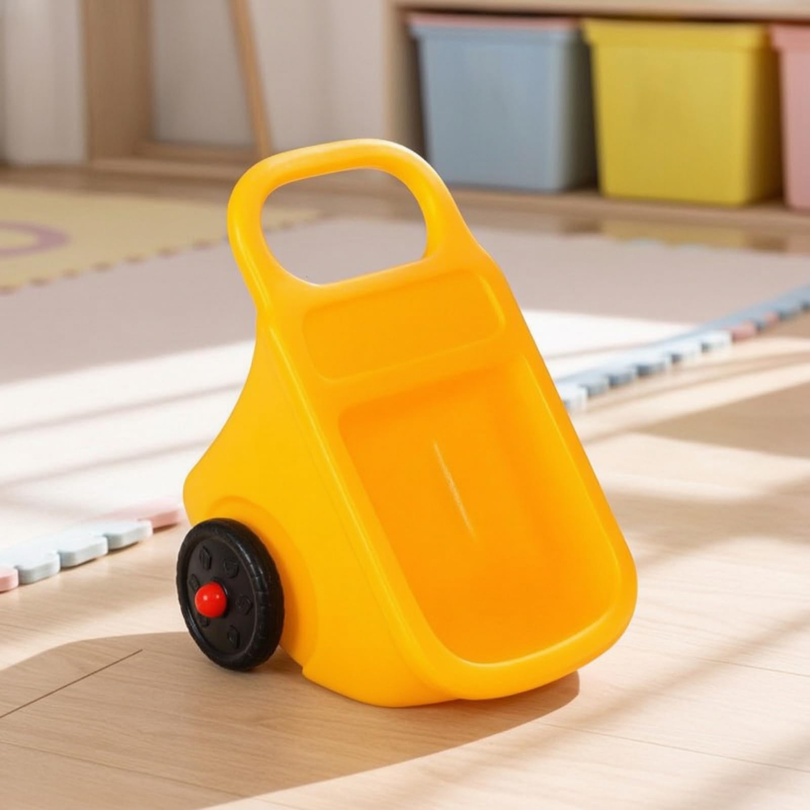 Gralara Brouette en Plastique Robuste Brouette à Pousser Lavable Jouet à Pousser pour Enfants, Jardin, Vert