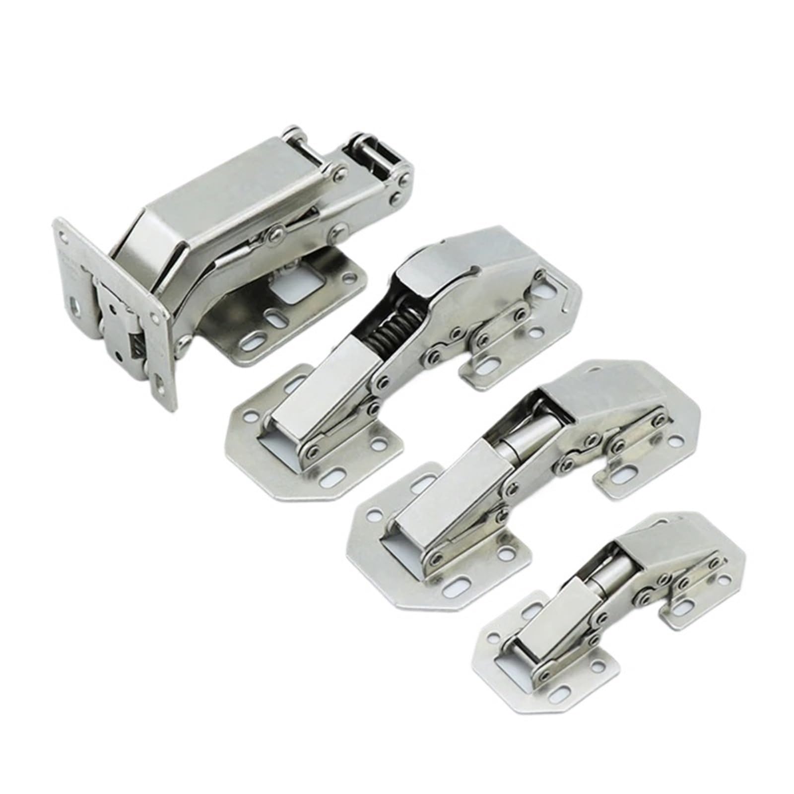 4pcs Cabinet Door Hinges No Drilling Hole Furniture Drawer Hinge No Slot Required Cold Rolled(4pcs A)