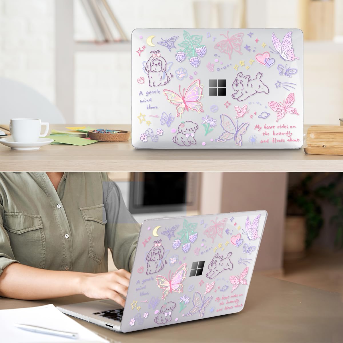 Case for Microsoft Surface Laptop 13.8 inch Touchscreen 2024 (7th Edition) Model 2036, Plastic Hard Shell Case + Keyboard Cover + Screen Protector for 13.8'' Microsoft Surface Laptop 7, Puppy