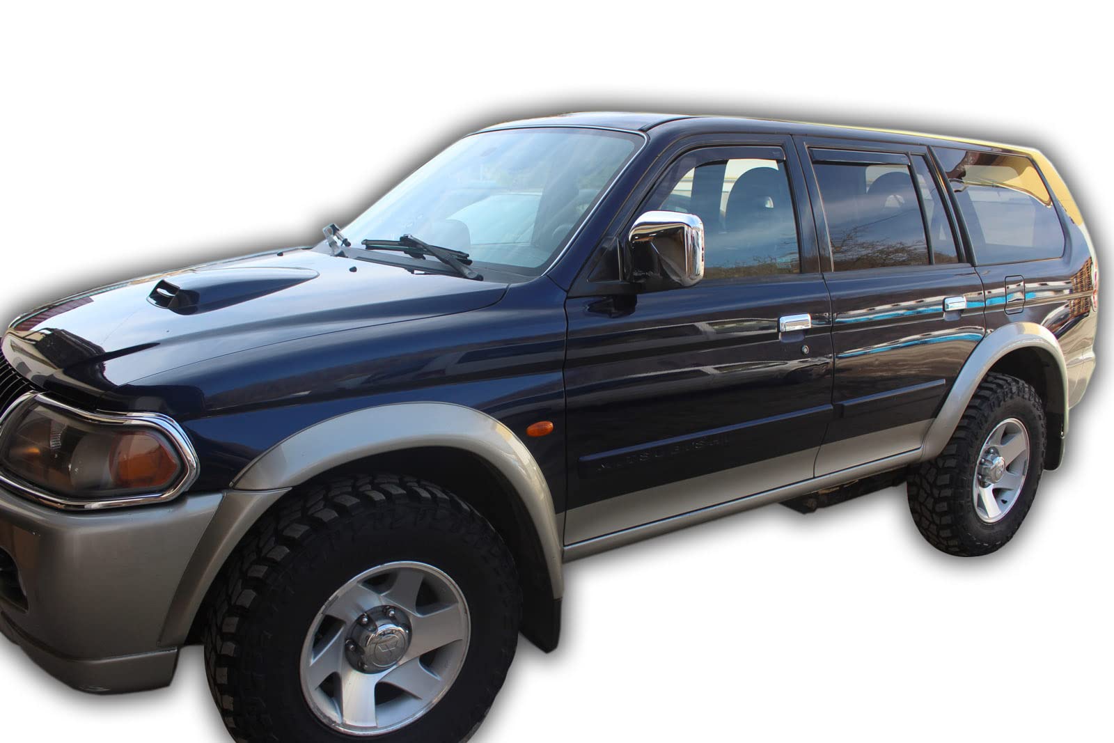 J&J AUTOMOTIVE Deflettori d'Aria per Mitsubishi Pajero Sport 1998-2008, Set da 4 Pezzi, Nero Fumé Oscurato Heko