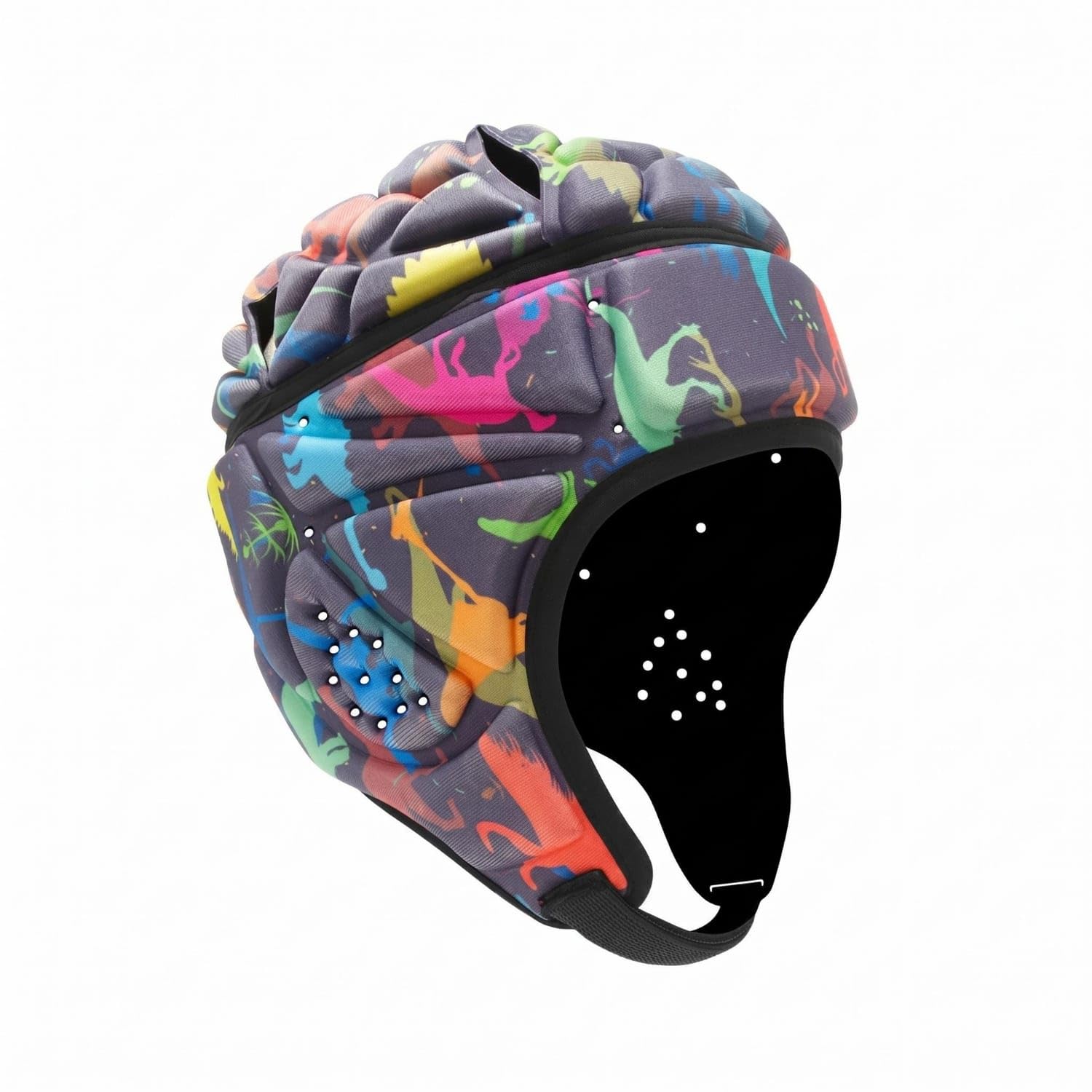 EVA Padding Padded Rugby Helmet Shock Absorbing Rugby Headgear Lightweight Padded Sports Helmet Vented Design for Children, Cycling, Skiing, Colorful Dinosaur, Kids-image-49