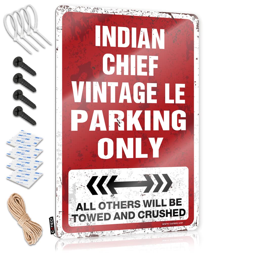 KRAZMURONGD Garage Signs For Men Funny Metal Man Cave Decor Indian Chief Vintage Le Parking Only Tin Sign(20X30CM)