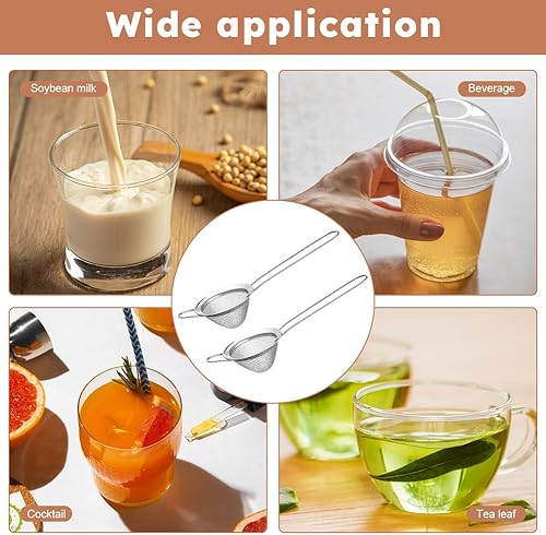 Miniatura 5 de Juego de 2 coladores de cóctel de acero inoxidable con tamiz de malla fina, filtro inoxidable para bebidas, té, café y cocina