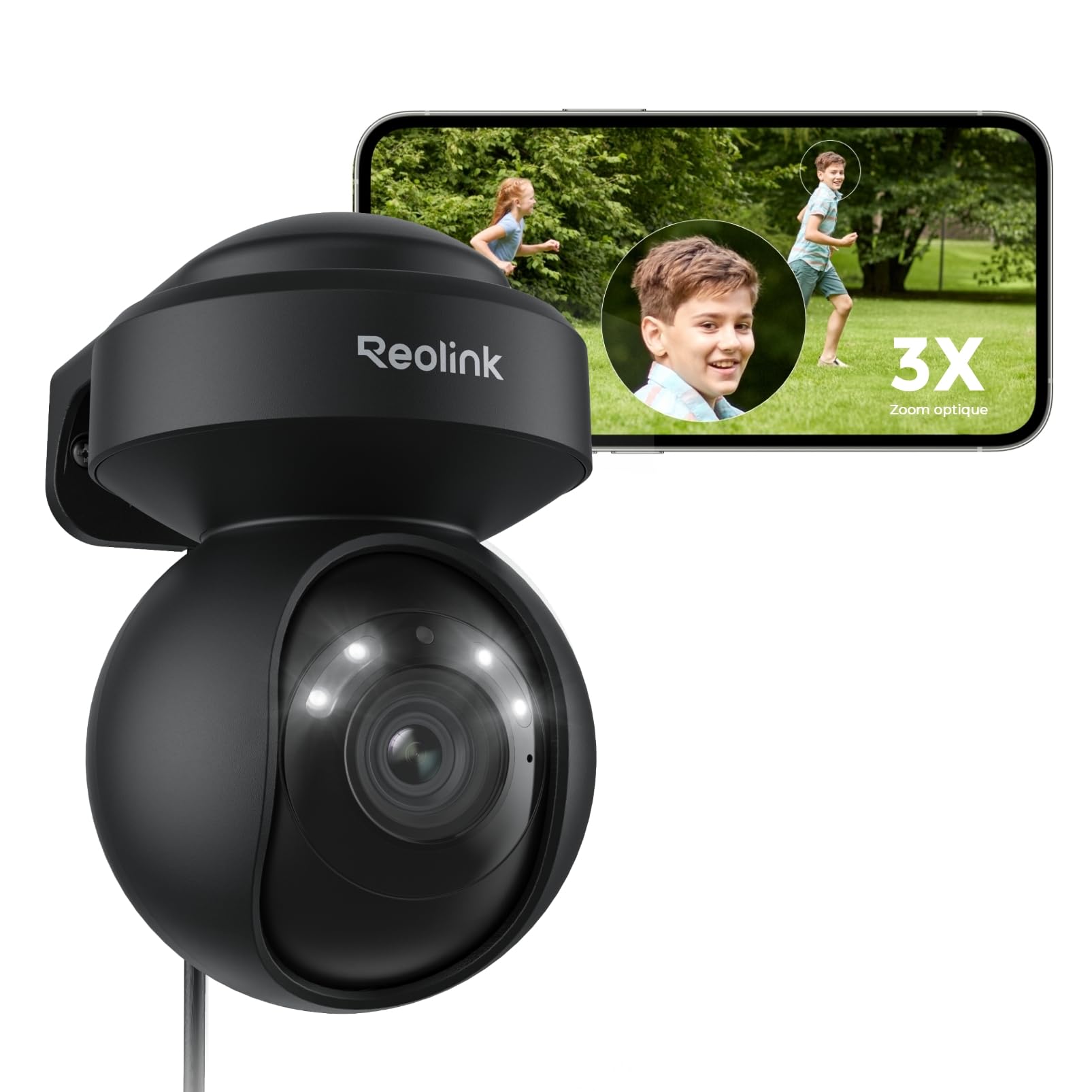 Reolink 5MP PTZ Caméra Surveillance WiFi Extérieure Zoom Optique 3X Suivi Automatique Détection Humaine Vision Nocturne Couleur 2,4GHz 5GHz Audio Bidirectionnel Cloud, E1 Outdoor Noir | Zoom Optique 3X Suivi Automatique Vision Nocturne en Couleur 2,4GHz 5