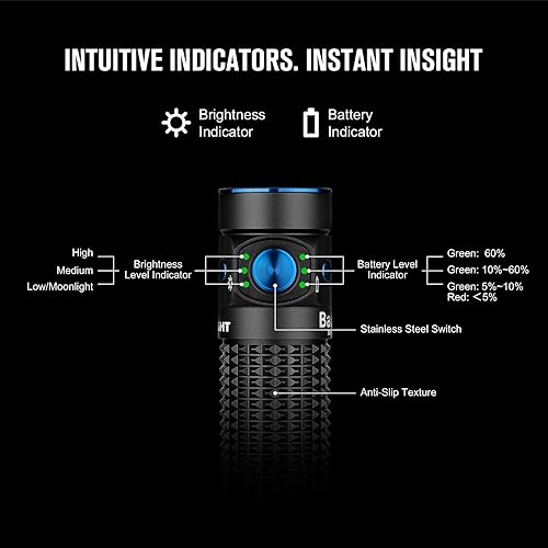 Miniatura 5 de OLIGHT Baton4 Linterna EDC recargable, linterna LED de bolsillo de 1300 lúmenes con cable de carga magnético, pequeña y potente linterna brillante