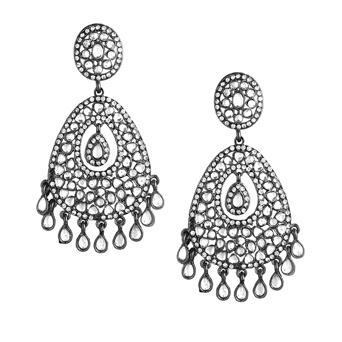 Yellow Chimes Danglers Earrings for Women Kundan Earrings Ethnic Black Gun Plated Traditional White Stones Dangler Earrings for Women and Girls. (B0949RMD6Z) Amazon Price History, Amazon Price Tracker