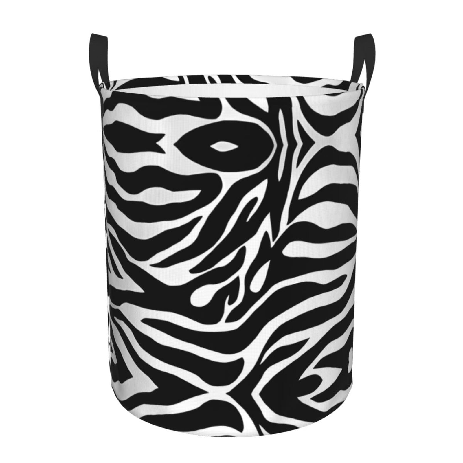 M Collapsible Zebra Print Print Circular Hamper Round