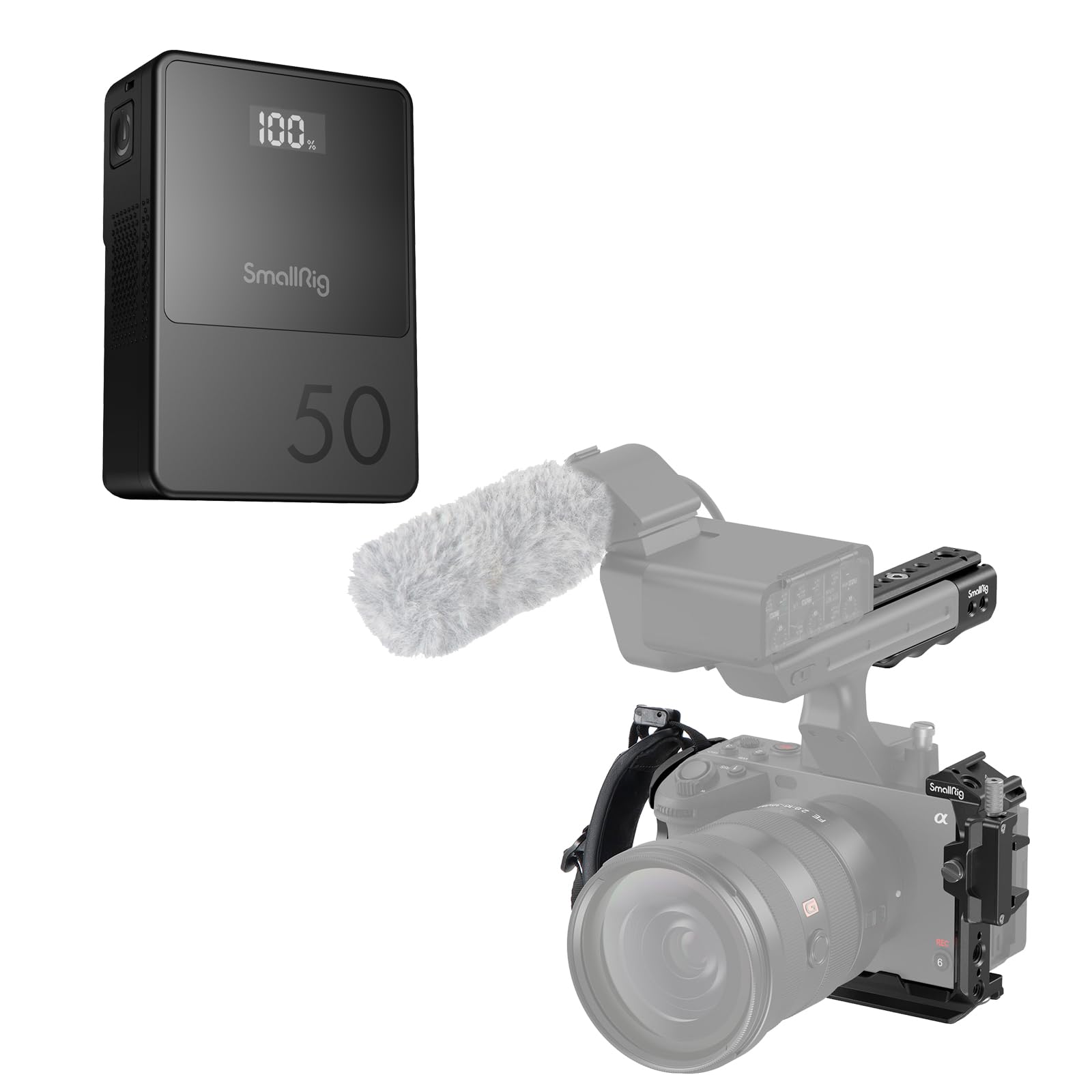 Bundle: SmallRig V-Mount Battery VB50 and SmallRig Handheld Cage Kit for Sony FX3 and FX30
