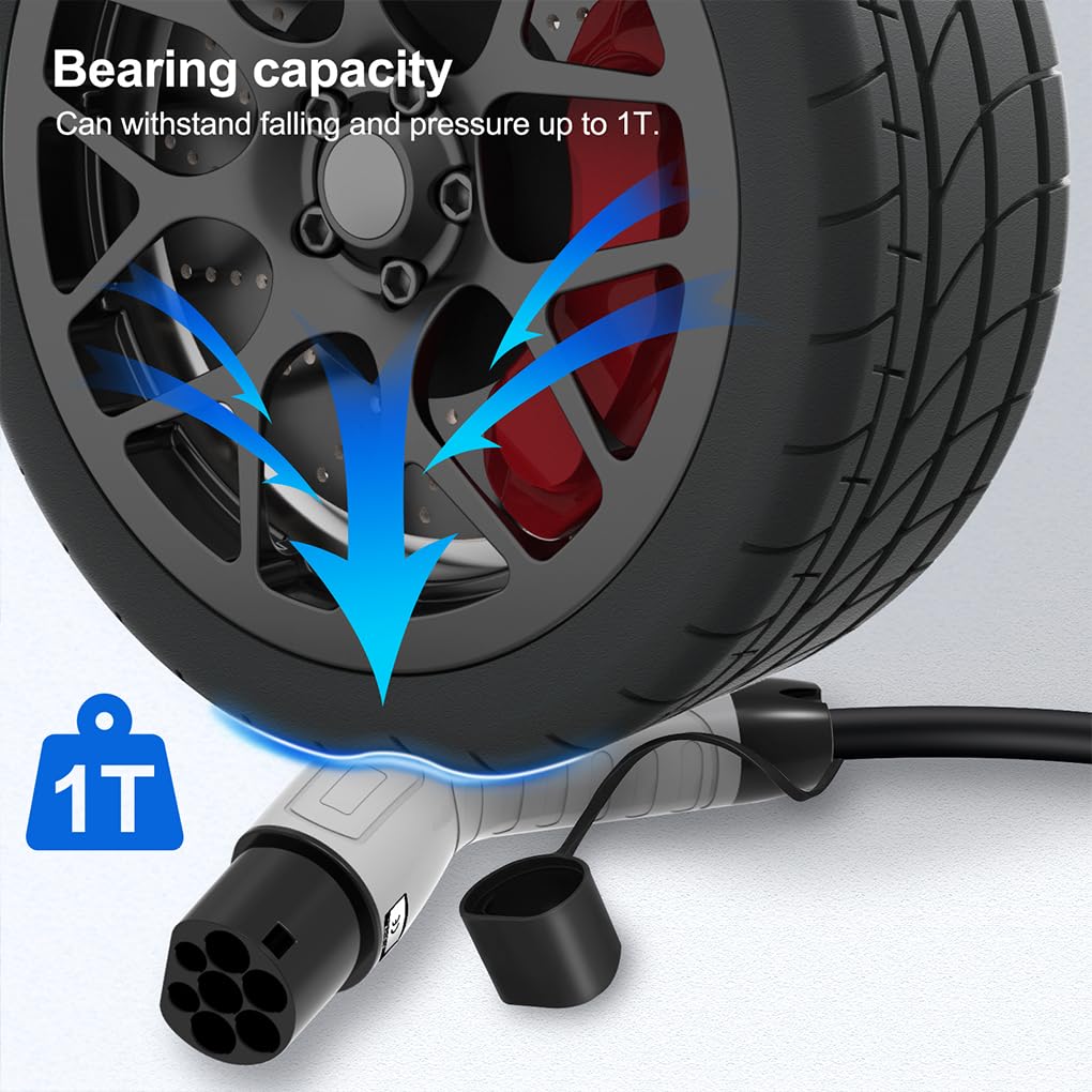 Cable de Carga fiable para vehículos eléctricos, 5M 16A 3.5KW Negro 1P | carga tipo 2 a EV práctico, completo con bolsa de viaje. Extensión para EV con bolsa de transporte.