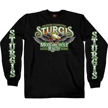 Amazon.com: 2024 Sturgis #1 Men's Design Eagle & Skull Black