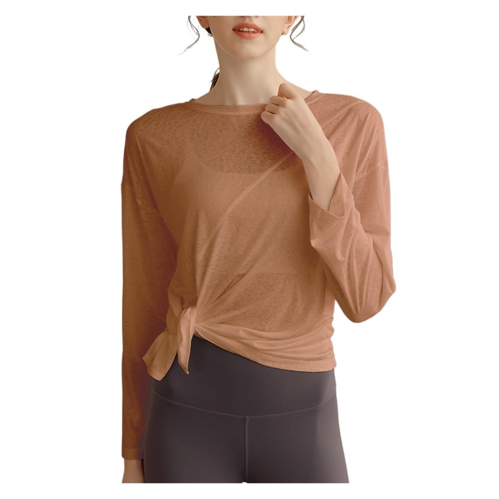 Maglia Palestra Donna T-Shirt da Yoga Top Sportivo Fitness Corsa a Maniche Lunghe Traspirante e Allentato Donna