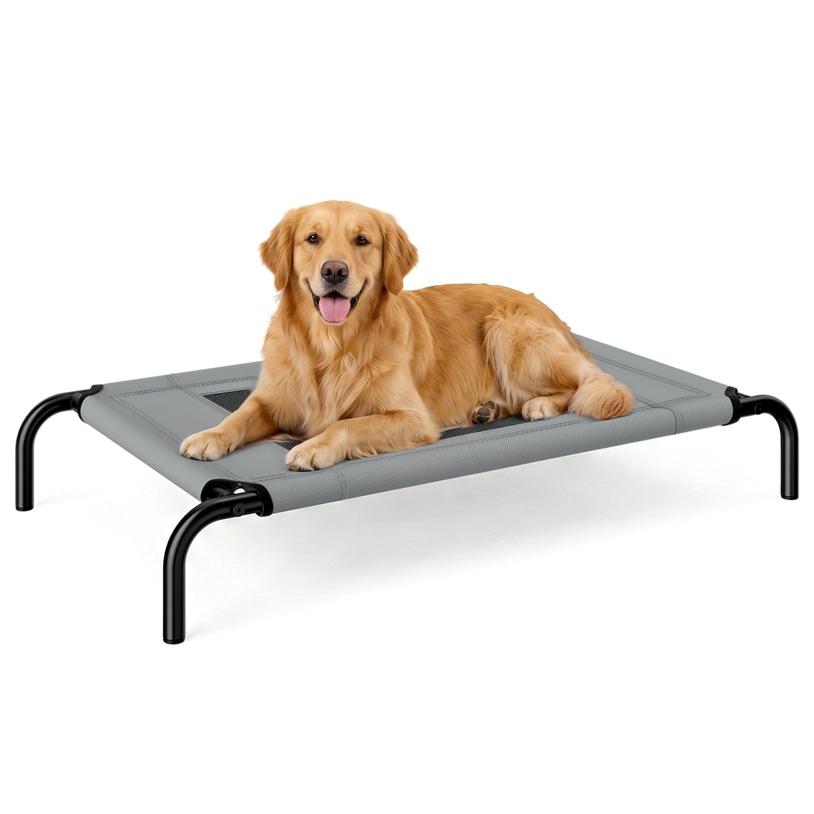 Yirilan Raised Dog Bed, Elevated Waterproof Dog Bed With Mesh, Cooling Breathable Elevated, Dog Bed Outdoor for Travel and Garden, Grey, 107x61x19cm