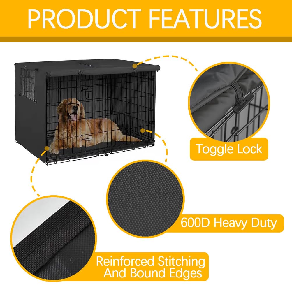 Copertura resistente per trasportino per cani con tende a rullo coperture per trasportini 600D finestre con rete di ventilazione universale solo copertura,Nero,107×71×76cm