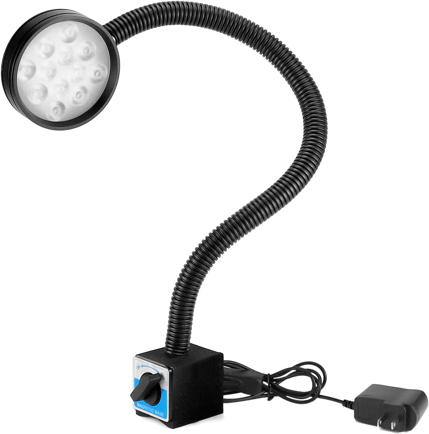 QWORK Magnetic Light, 1200 Lumens Led Machine Light, 110V-220V 12W LED Work Lamp for Drill Press, Industrial Lighting