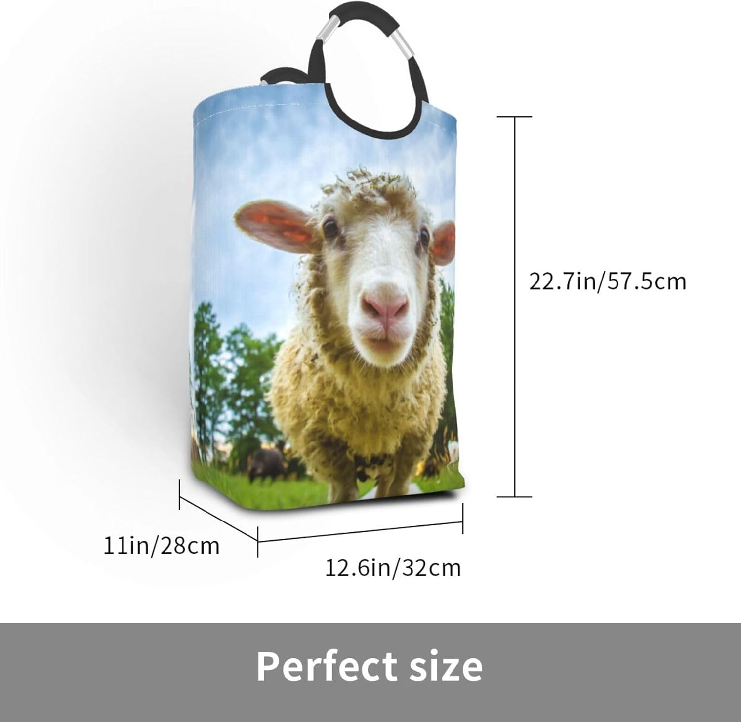 Cute Sheep Laundry Basket Organizer Collapsible Storage Baskets Waterproof Laundry Hamper with Handles for Travel Clothes Toys Organizer Office