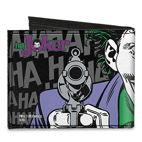Buckle-Down Canvas Bi-fold Wallet-The Joker Hahahaha Close-up Pose Bla2