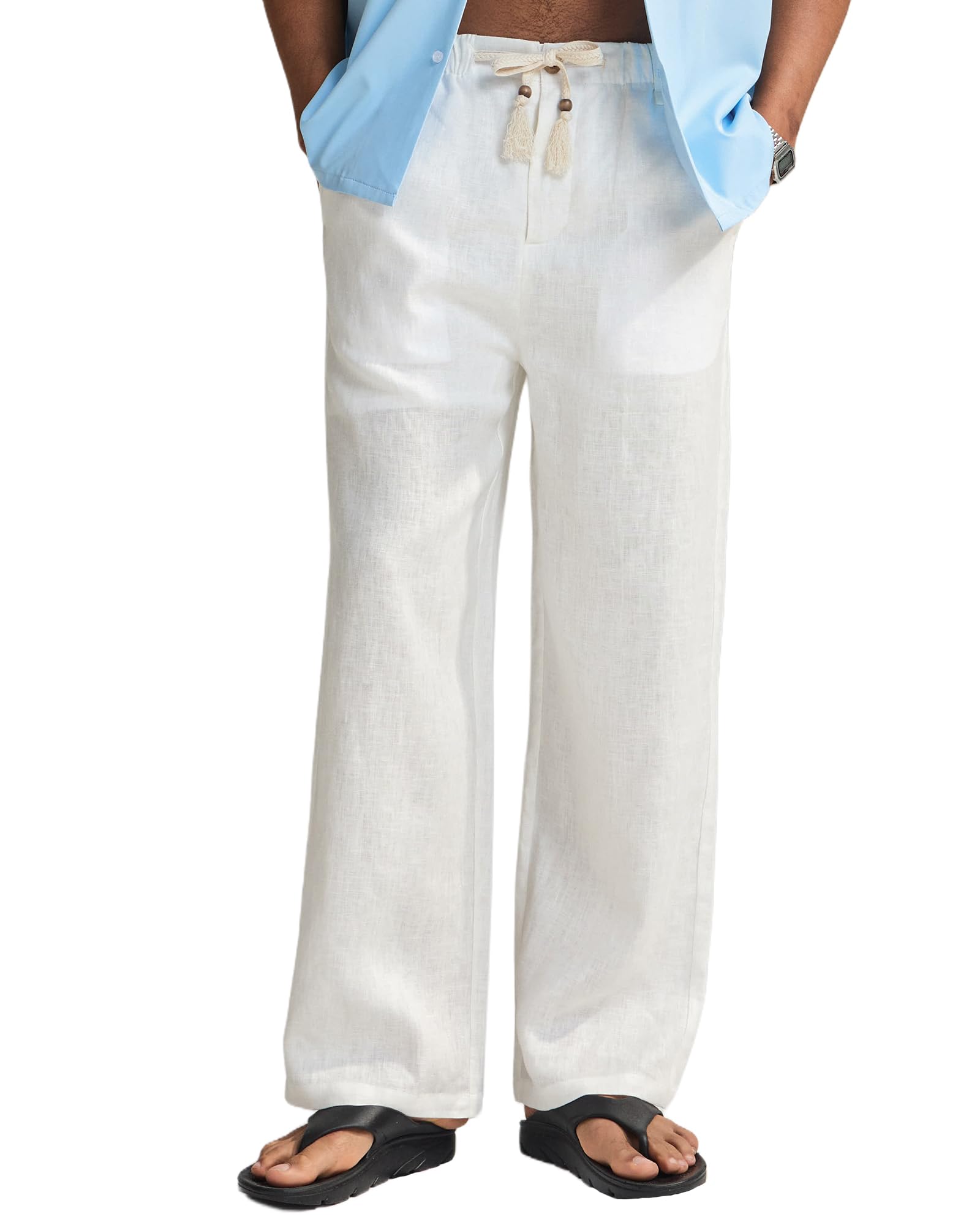 maamgic Mens 100% Linen Pants 2 in 1