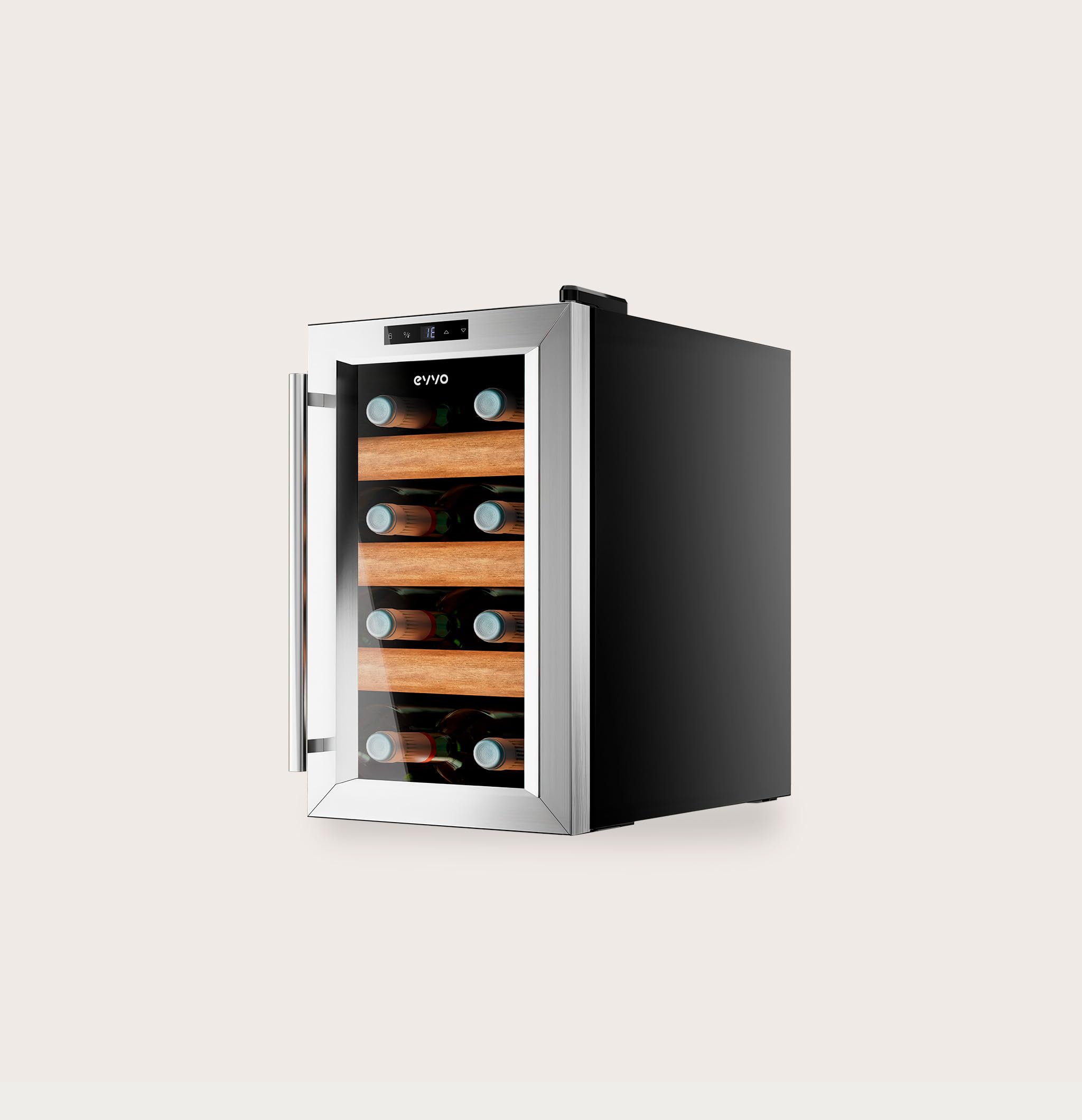 EVVO Vinoteca VT8 Inox – Enfriador de Botellas de Vino 8 Botellas, Vinoteca Pequeña Inox, Nevera para Vinos Silenciosa, Mini Nevera Tipo Minibar y Botellero Vertical — view 3