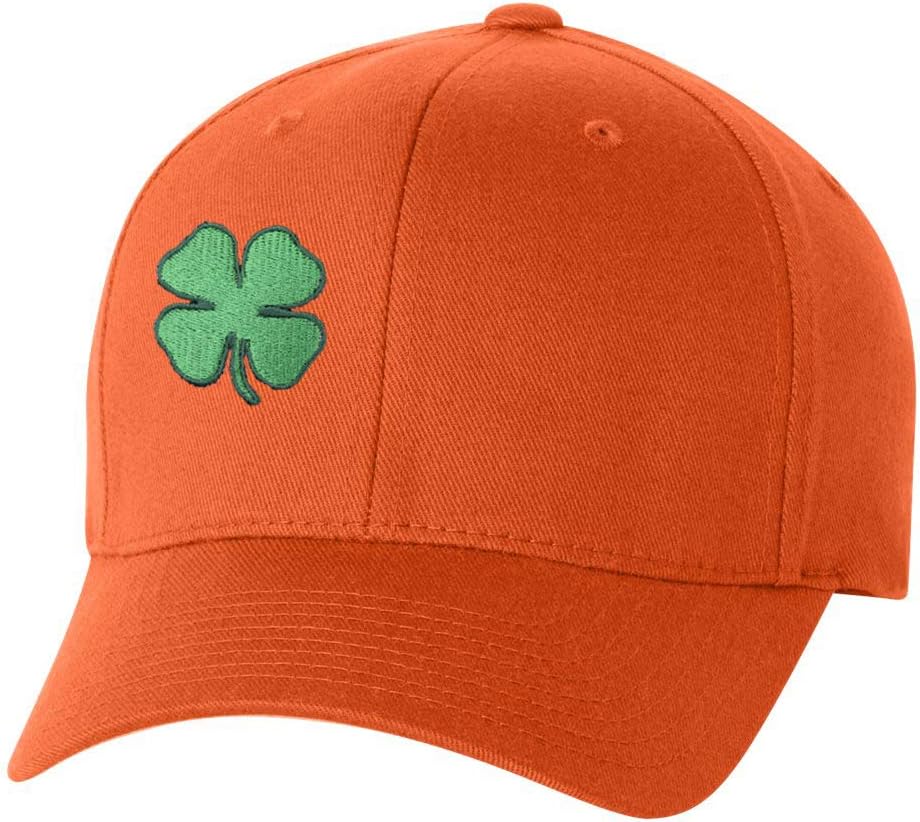 St Patrick's Day Fitted Hat, Four Leaf Clover Flex Fit Baseball Hat - Full Clover