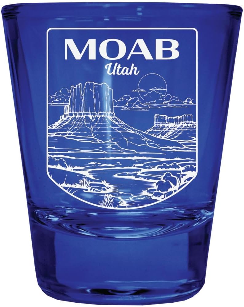 Moab Utah Souvenir Shot Glass Grabado Azul 4 Pack