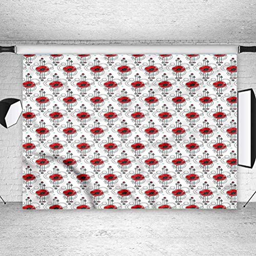 Foto-Hintergrund, Vinyl, 2,4 x 2,4 m, Motiv: rote Mohnblume, geometrische Fotohintergründe für Babys, Neugeborene… – Bild 3