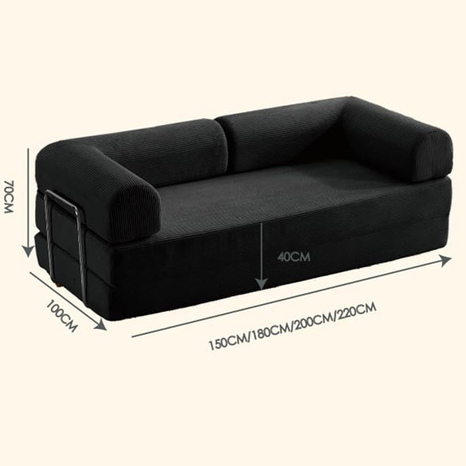 Sofá cama plegable convertible en sillón cama con almohada, Out Comfy Lounge multifuncional de espuma viscoelástica con reposabrazos, para el hogar, dormitorio, oficina, sofás cama largos, 004, W