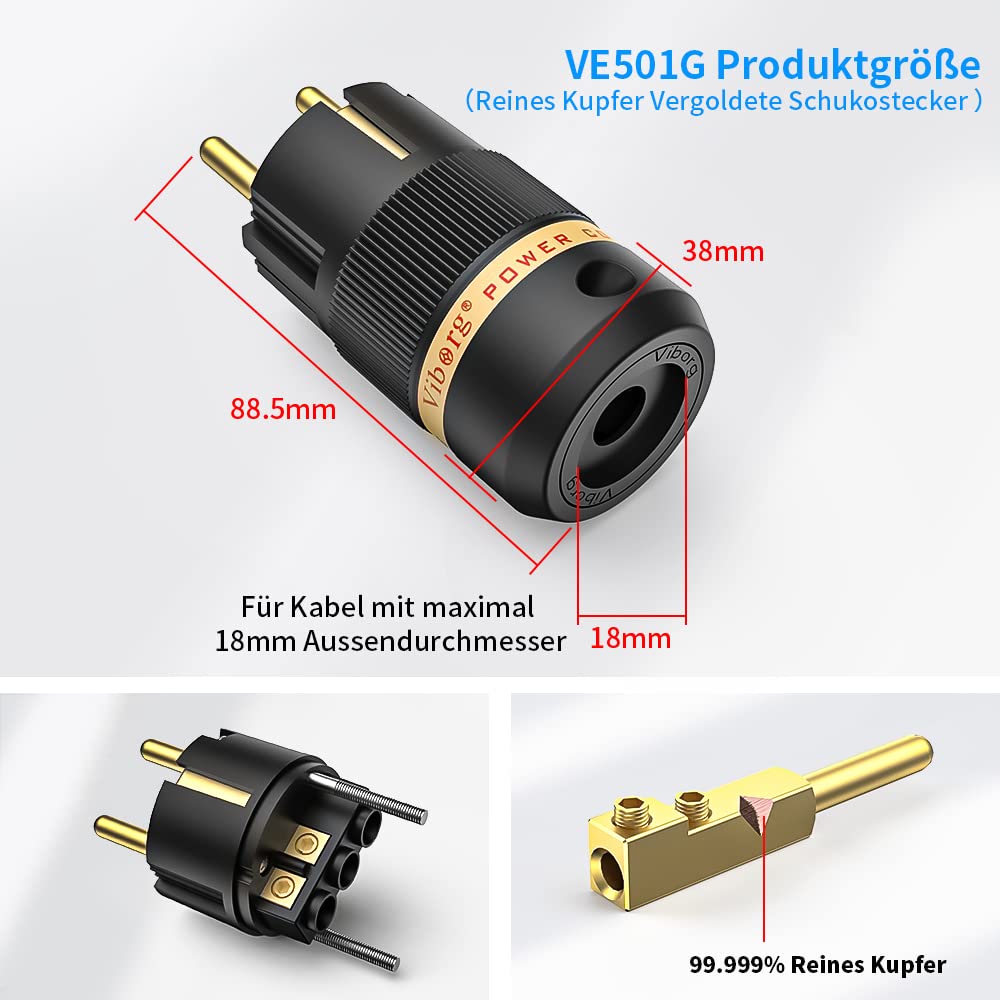 Tertullus HiFi Schukostecker HiFi Netzstecker Für netzkabel VE501G