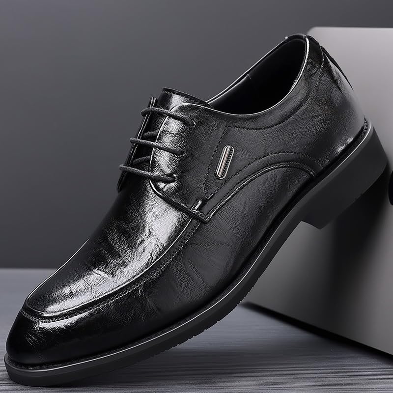Men's Dress Shoes Men Vintage High Gloss Business Suit Tuxedo Shoes Business Oxfords High Gloss Weeding Prom Dressy Derby Shoes Tuxedo for Men(Black,9)3