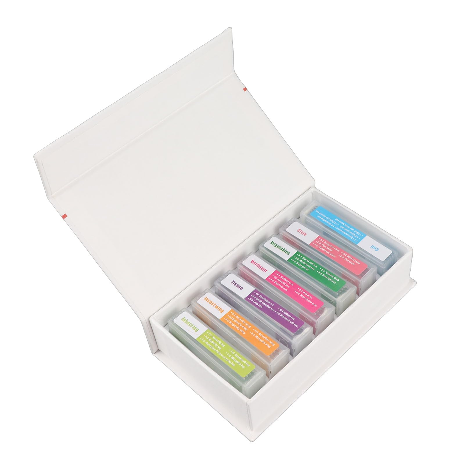 Eujgoov Biology Glass Prepared Microscope Slides with 35pcs Specimens Set for Students and Gift, and Colorful Tissues, Clear Boundaries, Great Microscope Accessory Set