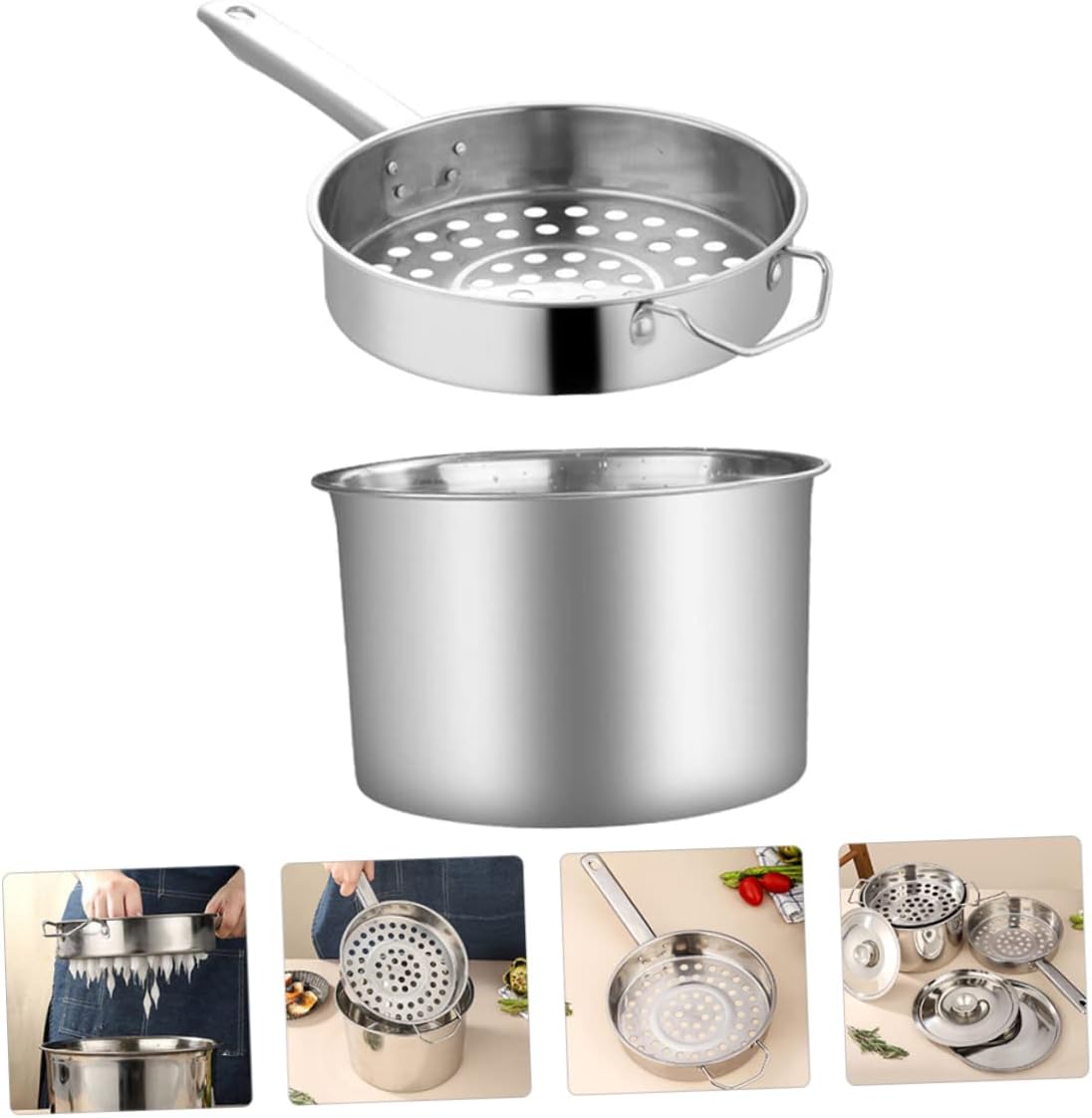 Professional Stainless Steel Strainer Ladle Multi-function Kitchen Accessory for Noodles Hot Pot Shrimp More Easy to Clean with Comfortable Handle for Home Restaurants